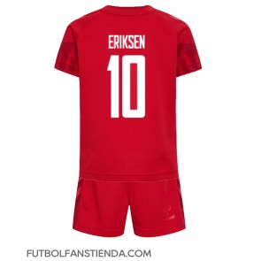 Dinamarca Christian Eriksen #10 Primera Equipación Niños Mundial 2022 Manga Corta (+ Pantalones cortos)